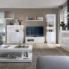 LYON Tall Narrow Display Cabinet (LHD) (Including LED Lighting) in White and High Gloss - Image 3