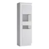 LYON Tall Narrow Display Cabinet (RHD) (Including LED Lighting) in White and High Gloss