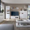 LYON Tall Narrow Display Cabinet (RHD) (Including LED Lighting) in White and High Gloss - Image 3