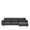 LARVIK Chaiselongue Sofa (RH) in Anthracite with Oak Legs