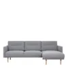 LARVIK Chaiselongue Sofa (LH) in Grey with Oak Legs