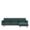 LARVIK Chaiselongue Sofa (RH) in Dark Green with Oak Legs
