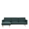 LARVIK Chaiselongue Sofa (LH) in Dark Green with Oak Legs