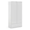 NAIA Wardrobe with 2 Doors 1 Drawer in White High Gloss