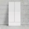 NAIA Wardrobe with 2 Doors 1 Drawer in White High Gloss - Image 6