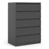 NAIA Chest of 5 Drawers in Black Matt