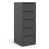 NAIA Narrow Chest of 5 Drawers in Black Matt - Image 5