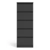 NAIA Narrow Chest of 5 Drawers in Black Matt - Image 4
