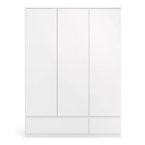 NAIA Wardrobe with 3 Doors 2 Drawers in White High Gloss