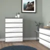 NAIA Chest of 5 Drawers in Concrete and White High Gloss - Image 7