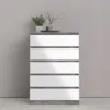 NAIA Chest of 5 Drawers in Concrete and White High Gloss - Image 6