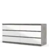 NAIA Chest of 6 Drawers (3+3) in Concrete and White High Gloss - Image 9