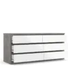 NAIA Chest of 6 Drawers (3+3) in Concrete and White High Gloss - Image 8