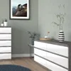 NAIA Chest of 6 Drawers (3+3) in Concrete and White High Gloss - Image 7