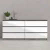 NAIA Chest of 6 Drawers (3+3) in Concrete and White High Gloss - Image 6