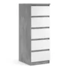 NAIA Narrow Chest of Drawers in Concrete and White High Gloss