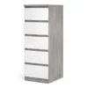 NAIA Narrow Chest of Drawers in Concrete and White High Gloss - Image 8