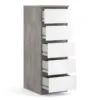 NAIA Narrow Chest of Drawers in Concrete and White High Gloss - Image 7