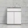 NAIA Sideboard 1 Drawer 2 Doors in Concrete and White High Gloss - Image 5