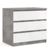 NAIA Chest of 3 Drawers in Concrete and White High Gloss