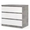 NAIA Chest of 3 Drawers in Concrete and White High Gloss - Image 8