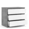 NAIA Chest of 3 Drawers in Concrete and White High Gloss - Image 7