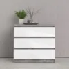 NAIA Chest of 3 Drawers in Concrete and White High Gloss - Image 6