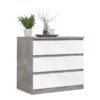 NAIA Chest of 3 Drawers in Concrete and White High Gloss - Image 5