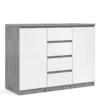 NAIA Sideboard 4 Drawers 2 Doors in Concrete and White High Gloss