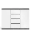 NAIA Sideboard 4 Drawers 2 Doors in Concrete and White High Gloss - Image 9