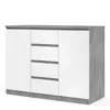 NAIA Sideboard 4 Drawers 2 Doors in Concrete and White High Gloss - Image 8