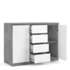 NAIA Sideboard 4 Drawers 2 Doors in Concrete and White High Gloss - Image 7