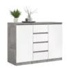 NAIA Sideboard 4 Drawers 2 Doors in Concrete and White High Gloss - Image 5