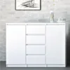 NAIA Sideboard 4 Drawers 2 Doors in White High Gloss - Image 2