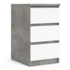 NAIA Bedside 3 Drawers in Concrete and White High Gloss