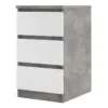 NAIA Bedside 3 Drawers in Concrete and White High Gloss - Image 7