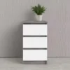 NAIA Bedside 3 Drawers in Concrete and White High Gloss - Image 6