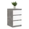 NAIA Bedside 3 Drawers in Concrete and White High Gloss - Image 5