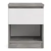 NAIA Bedside 1 Drawer 1 Shelf in Concrete and White High Gloss - Image 9