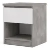 NAIA Bedside 1 Drawer 1 Shelf in Concrete and White High Gloss - Image 8