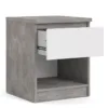 NAIA Bedside 1 Drawer 1 Shelf in Concrete and White High Gloss - Image 7