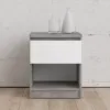 NAIA Bedside 1 Drawer 1 Shelf in Concrete and White High Gloss - Image 6