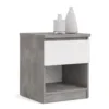 NAIA Bedside 1 Drawer 1 Shelf in Concrete and White High Gloss - Image 5