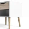 OSLO Bedside 1 Drawer in White and Oak - Image 3
