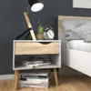 OSLO Bedside 1 Drawer in White and Oak - Image 9