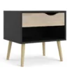 OSLO Bedside 1 Drawers in Black and Oak