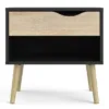 OSLO Bedside 1 Drawers in Black and Oak - Image 13