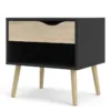 OSLO Bedside 1 Drawers in Black and Oak - Image 12