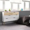 OSLO Chest of 4 Drawers (2+2) in White and Oak - Image 6