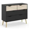 OSLO Chest of 4 Drawers (2+2) in Black and Oak